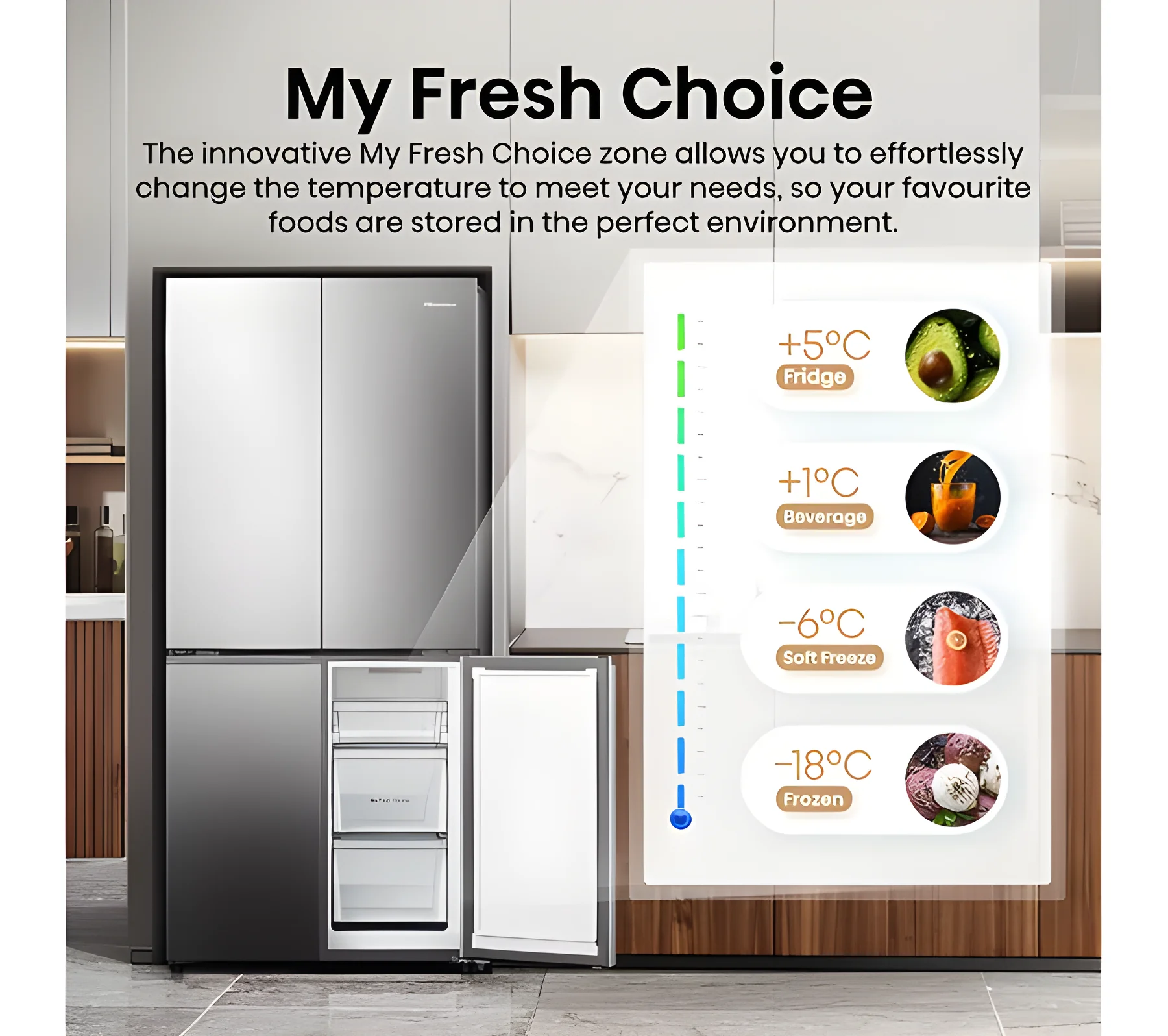 Hisense RQ5P470SAID - Stainless Steel American Fridge Freezer - 483L - D Energy Rating - Image 5
