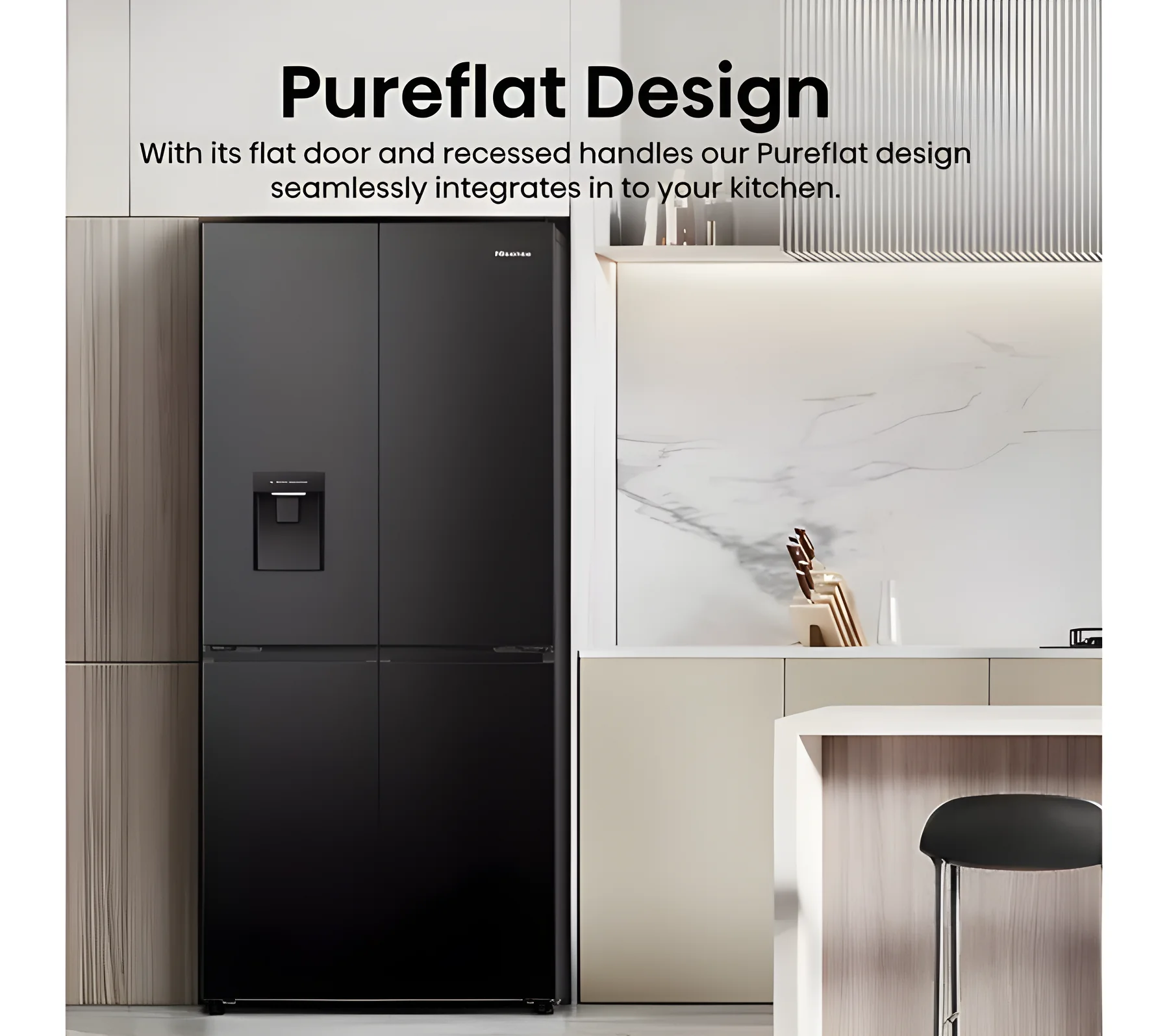 Hisense RQ5P470SMFE - Black Stainless Steel American Fridge Freezer - 482L - E Energy Rating - Image 4