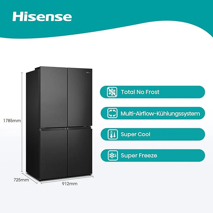Hisense RQ758N4SAFE - Black American Fridge Freezer - 609L Total Capacity - E Energy Rating - Image 3