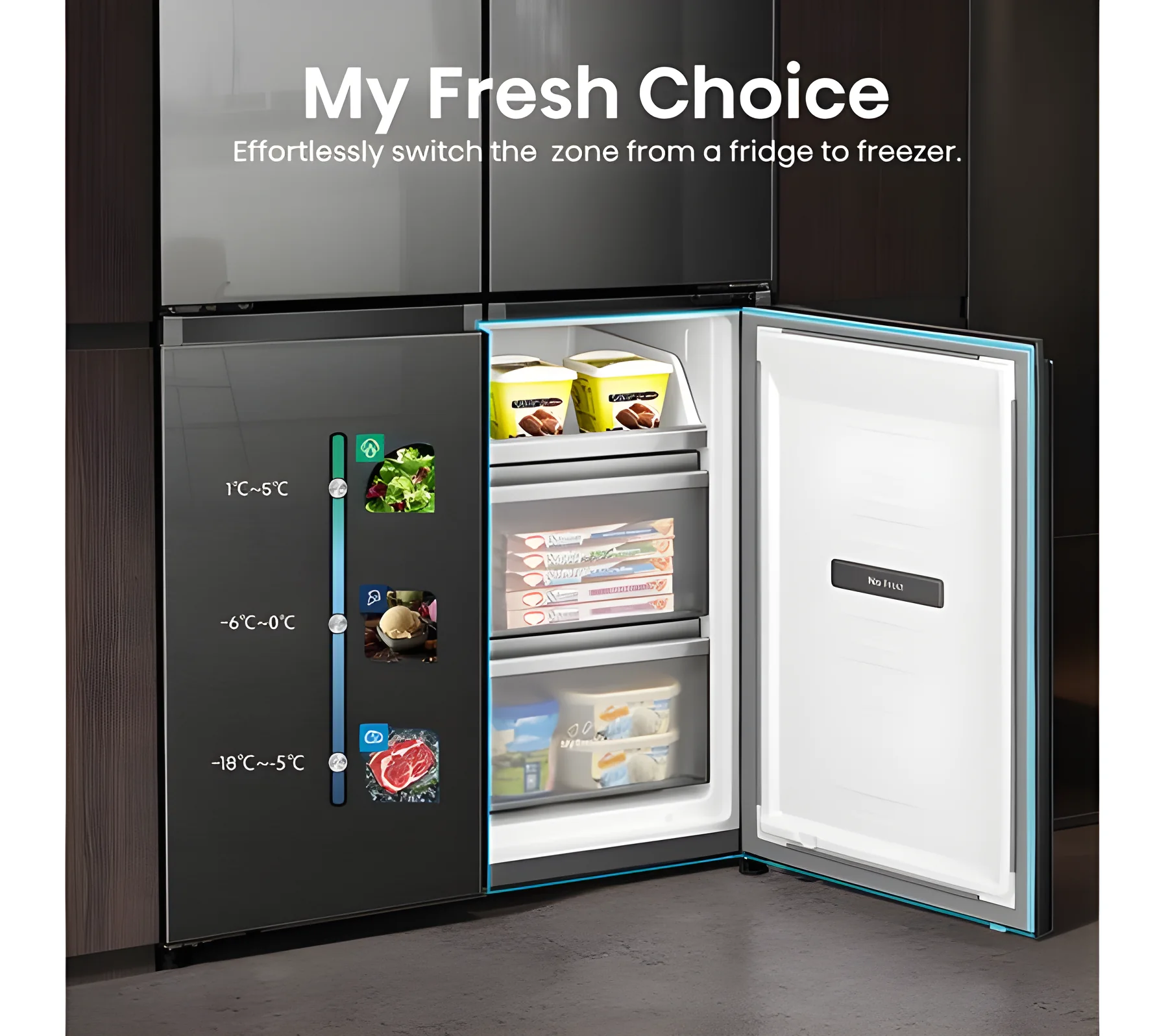 Hisense RQ758N4SASE - Stainless Steel American Fridge Freezer - 609L Capacity - E Energy Rating - Image 3