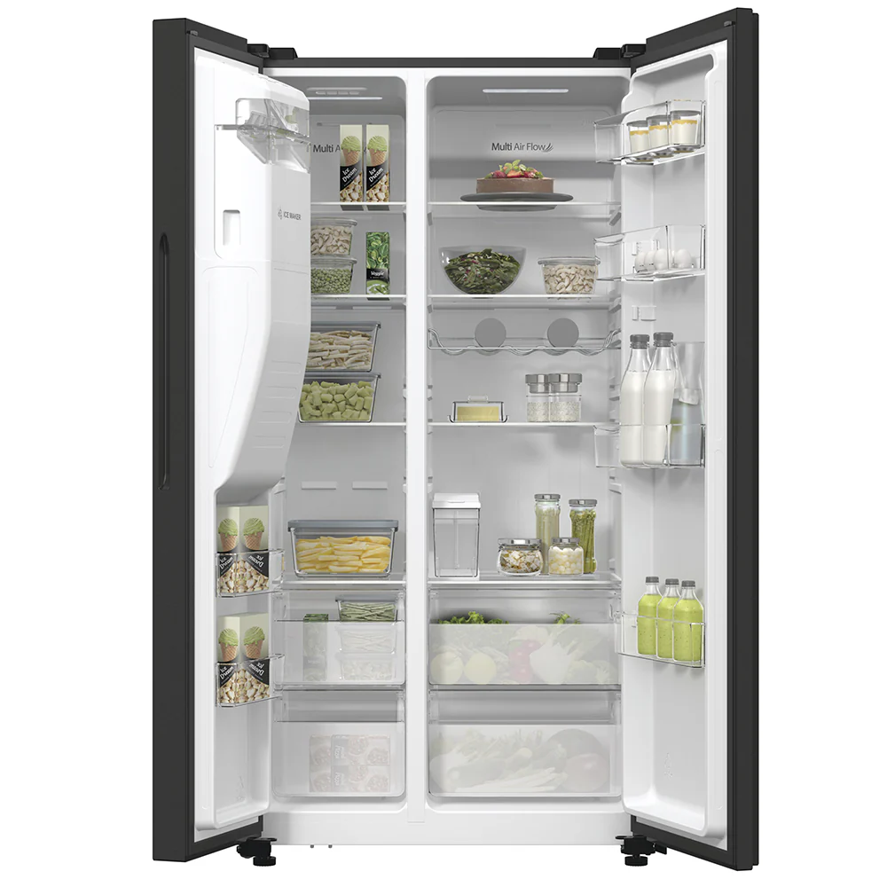 Hisense RS5P535NTFDUK - Black Steel American Fridge Freezer - 566L - Ice & Water - Image 2