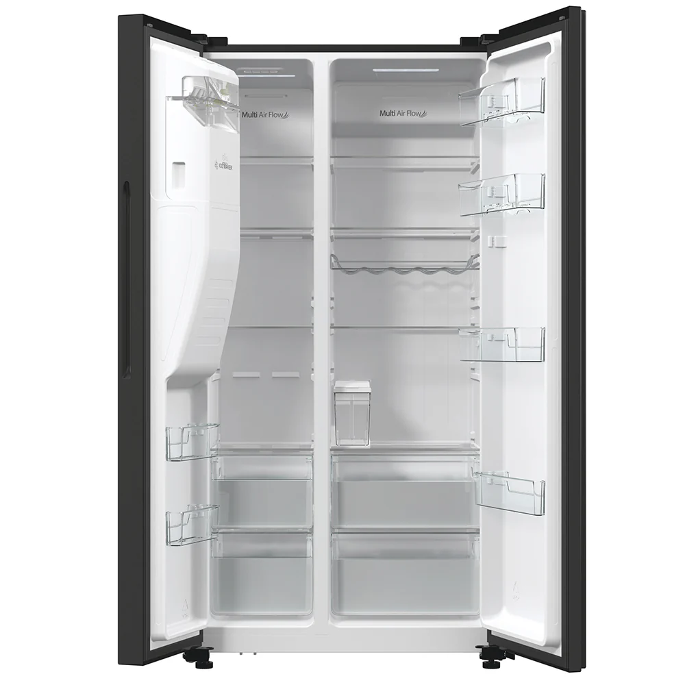 Hisense RS5P535NTFDUK - Black Steel American Fridge Freezer - 566L - Ice & Water - Image 3