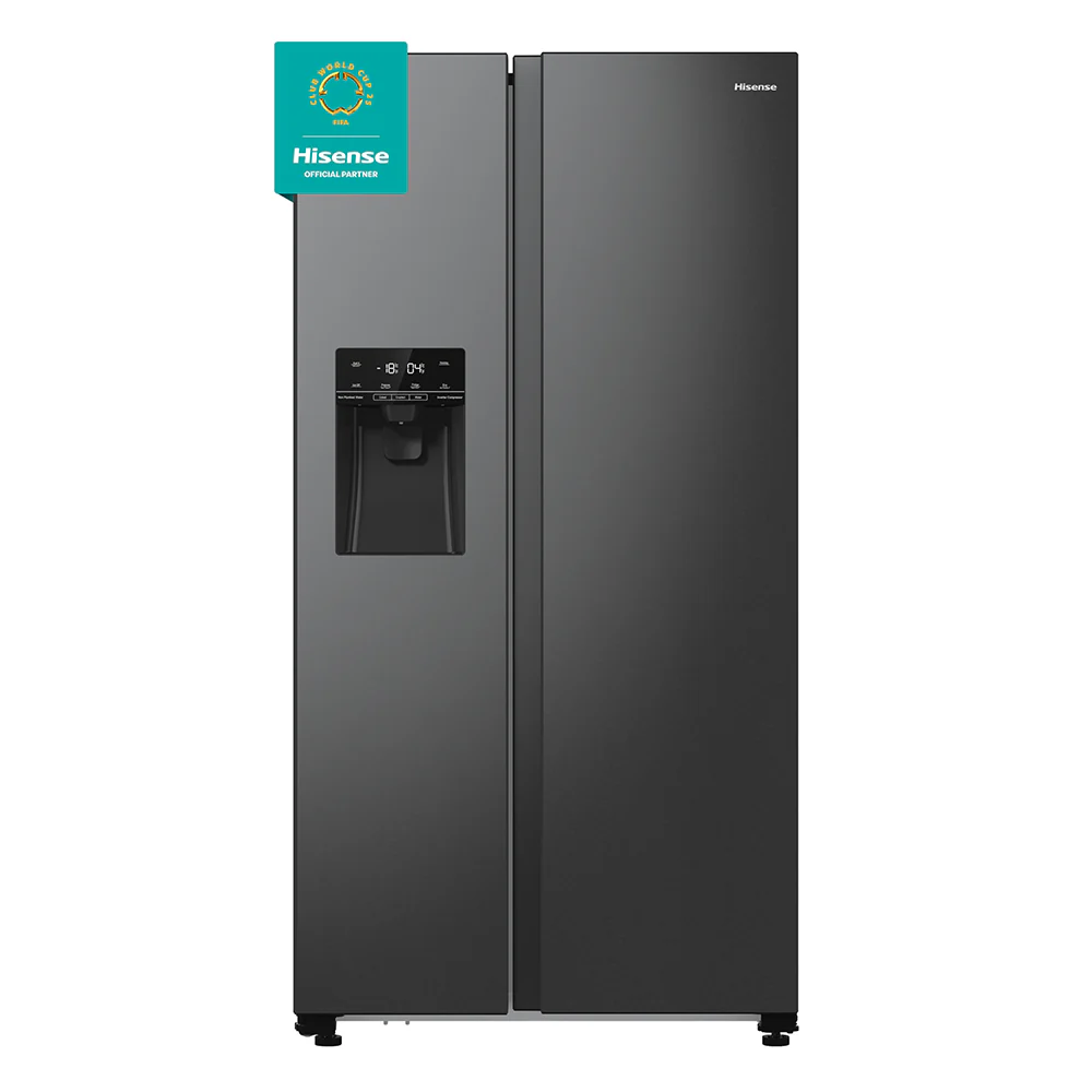 Hisense RS5P535NTFDUK - Black Steel American Fridge Freezer - 566L - Ice & Water - Image 4