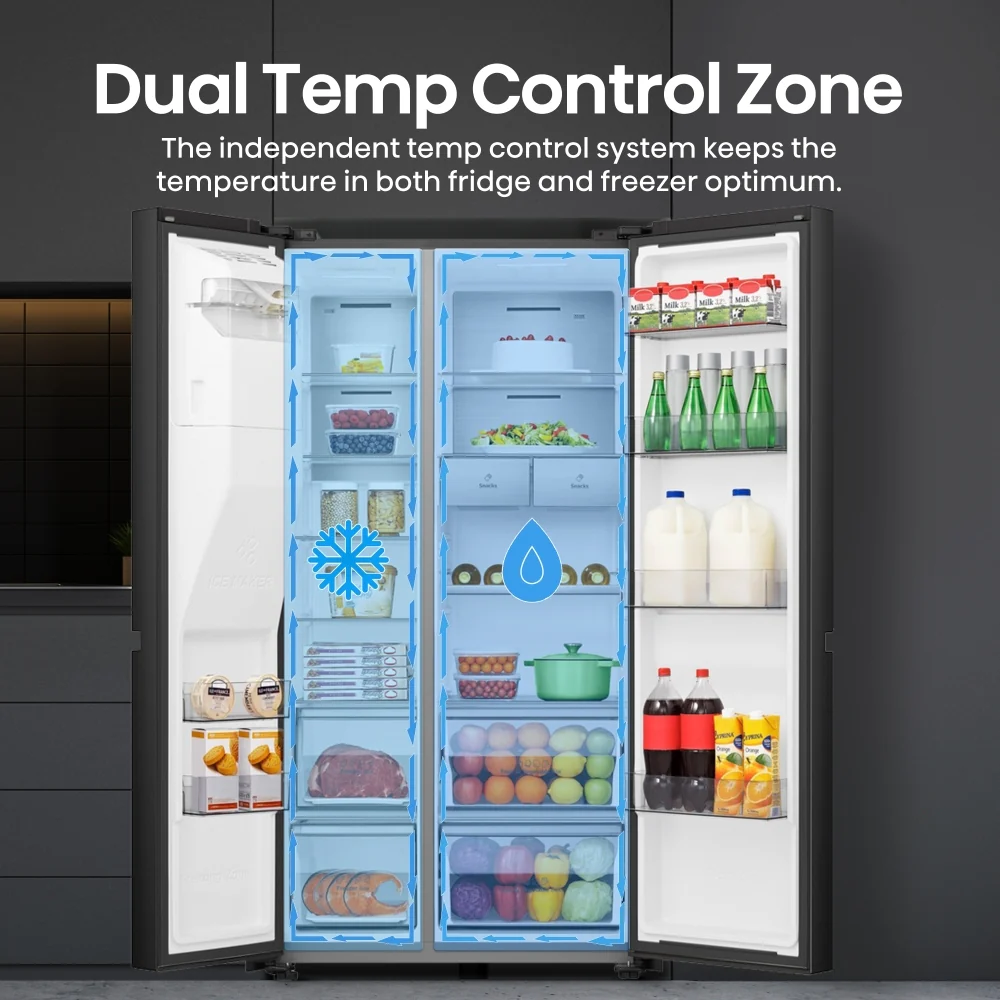 Hisense RS818N4IFE - Black American Fridge Freezer - 632L Total Capacity - E Rated - Image 2