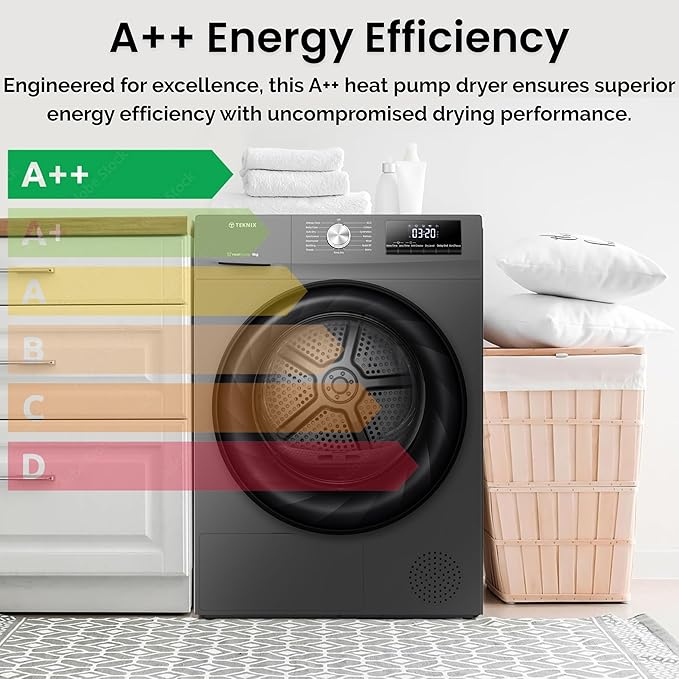 Teknix TKHP8HS - Titanium 8KG Heat Pump Tumble Dryer - E Energy - Image 10
