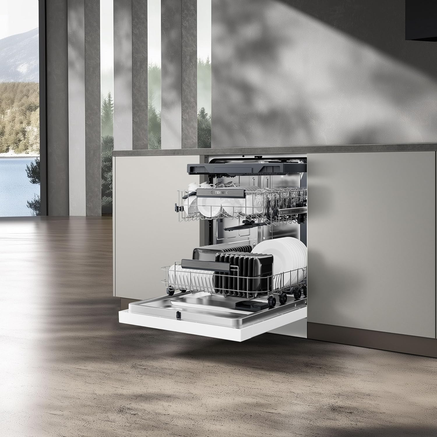 Teknix TX3FD618W - White Full Size Dishwasher - 15 Place Settings - C Energy - Image 9