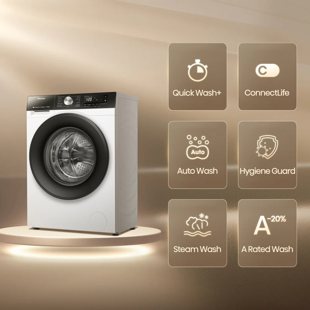 Hisense WD3S1043BW3 - White 10.5KG/6KG Washer Dryer - 1400 RPM - D Energy Rating - Image 3