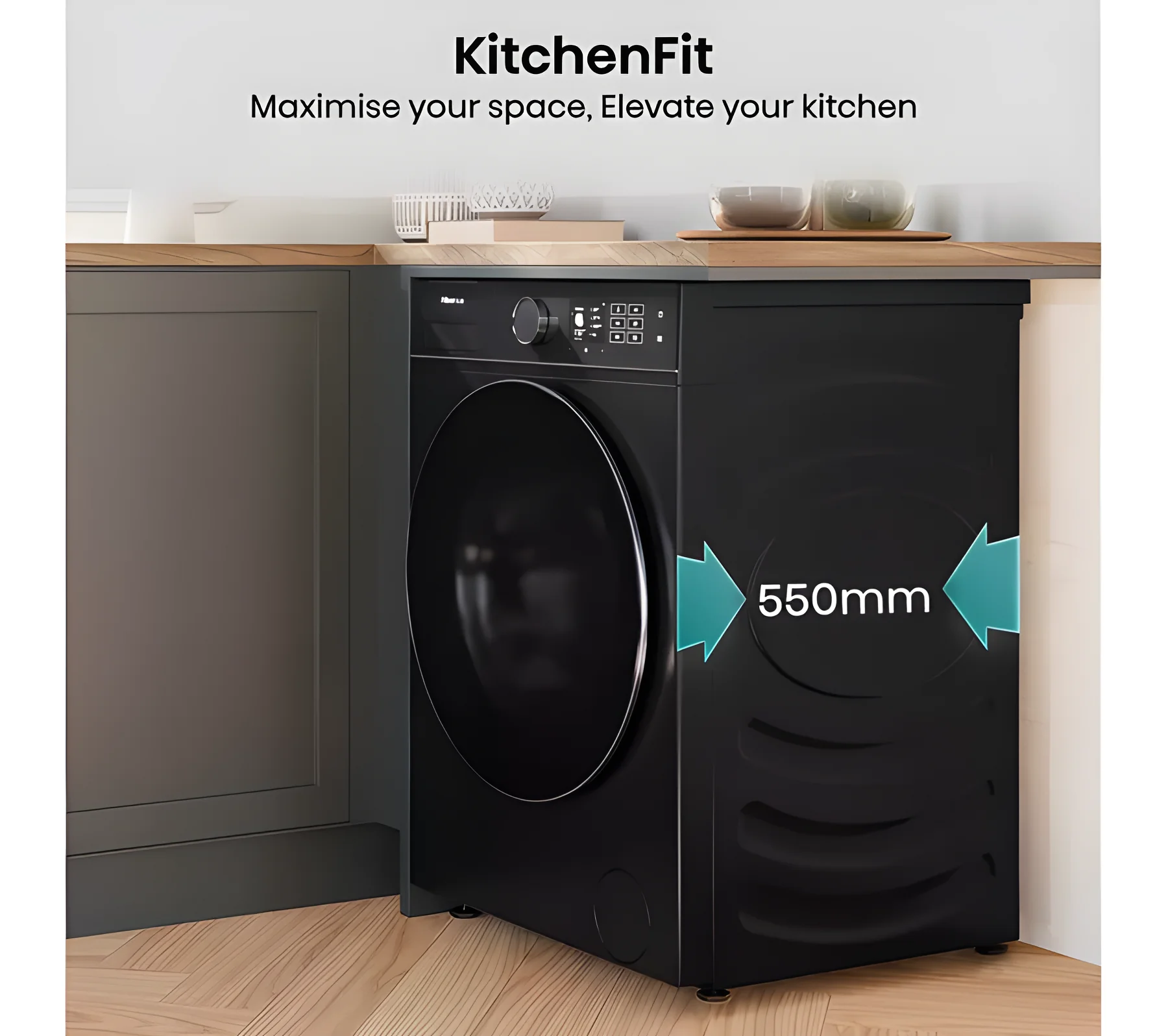 Hisense WD5I1045BBQ - Black 10.5KG Washer Dryer - 1400 RPM - D Energy Rating - Image 2