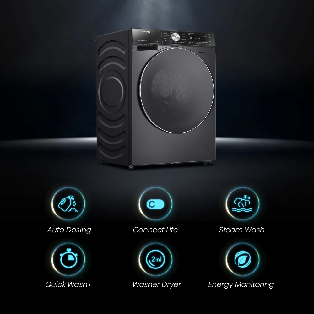 Hisense WD5S1045BB - Black 10.5KG/6KG Washer Dryer - 1400 RPM - D Energy - Image 2
