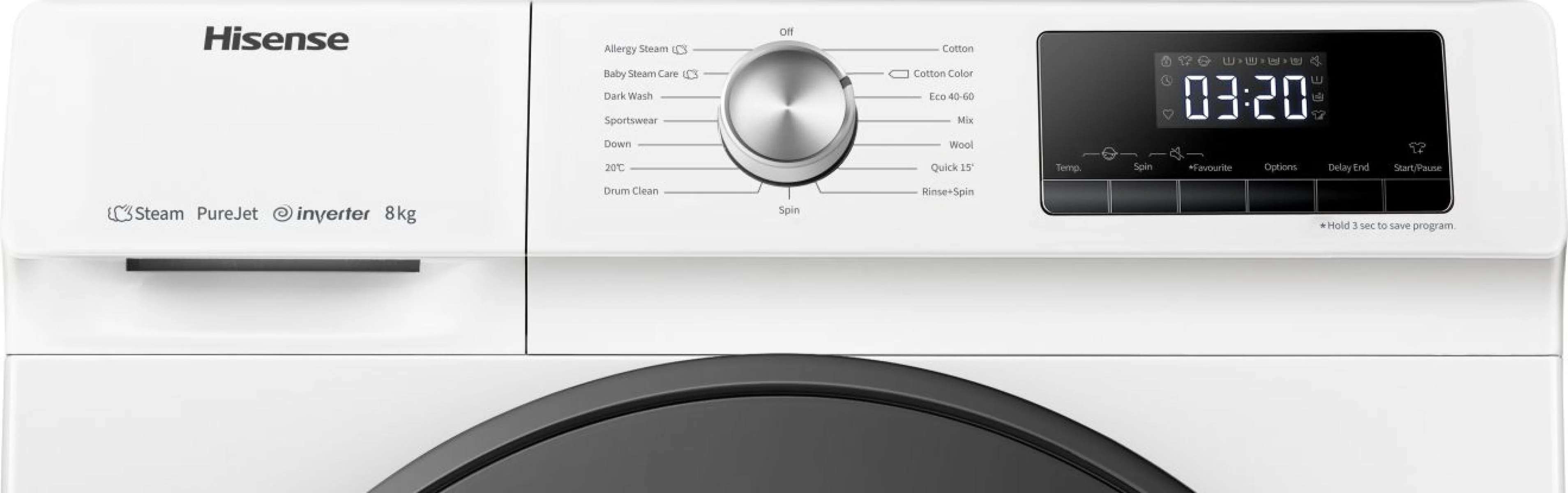 Hisense WFQA8014EVJM - White 8KG Washing Machine - 1400 RPM - A energy - Image 4