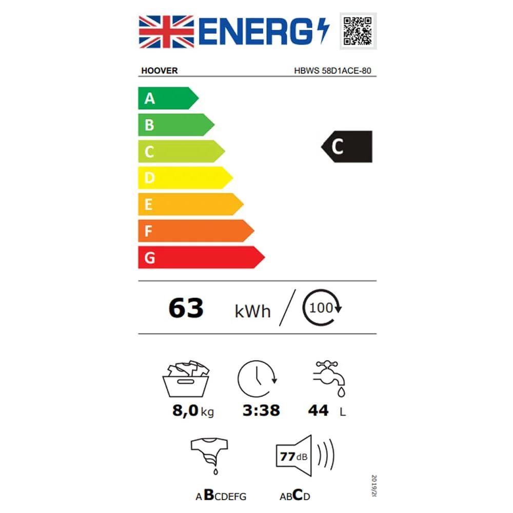 Hoover HBWS 58D1ACE-80 - White 8KG Washing Machine - 1500 RPM - A energy - Image 3