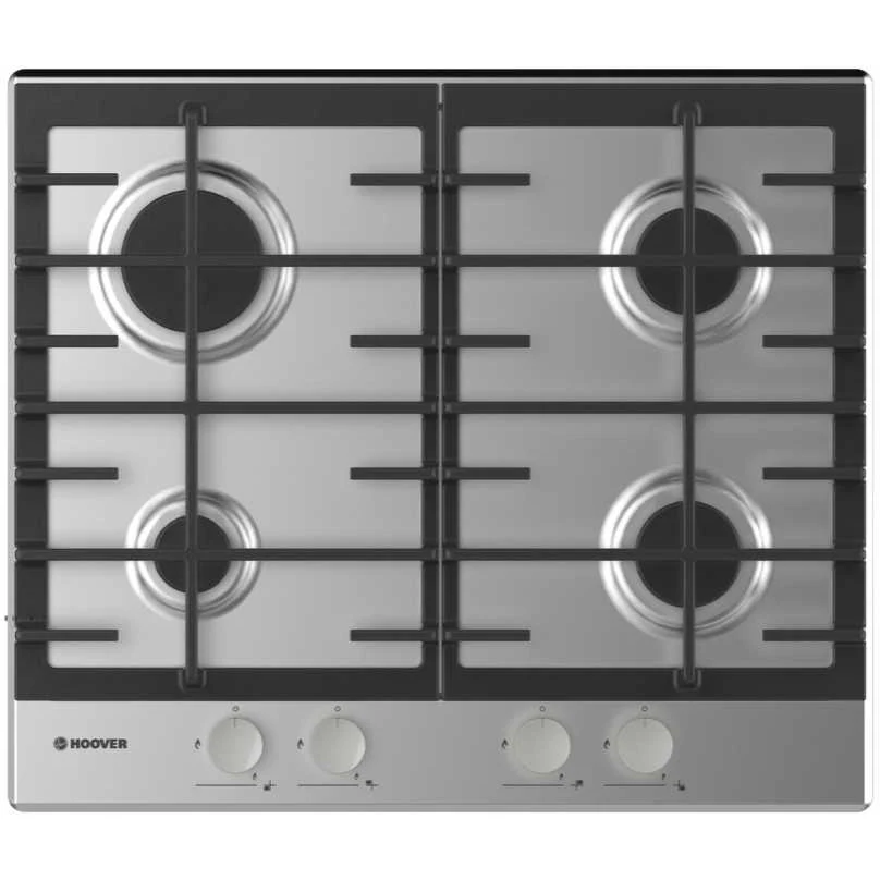 Hoover HHG6BRMX - Stainless Steel 4 Burner Gas Hob - 60cm Width - Cast Iron Pan Supports - Image 2