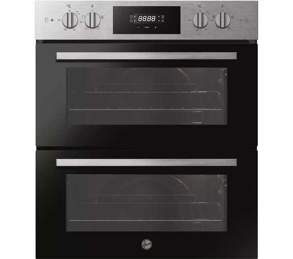 Hoover HO7DC3B308IN - Stainless Steel & Black Double Ovens - 77L Total Capacity - A Energy Rating