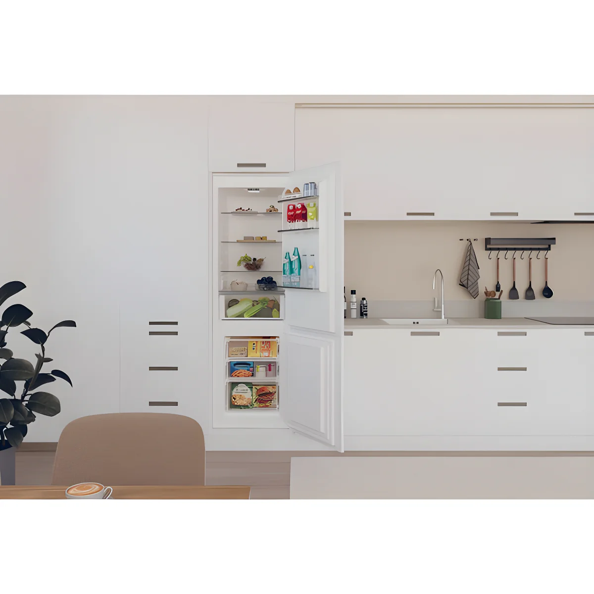 Hoover HOBBML18EK - White Integrated Fridge Freezer - 250L - E Energy Rating - Image 2