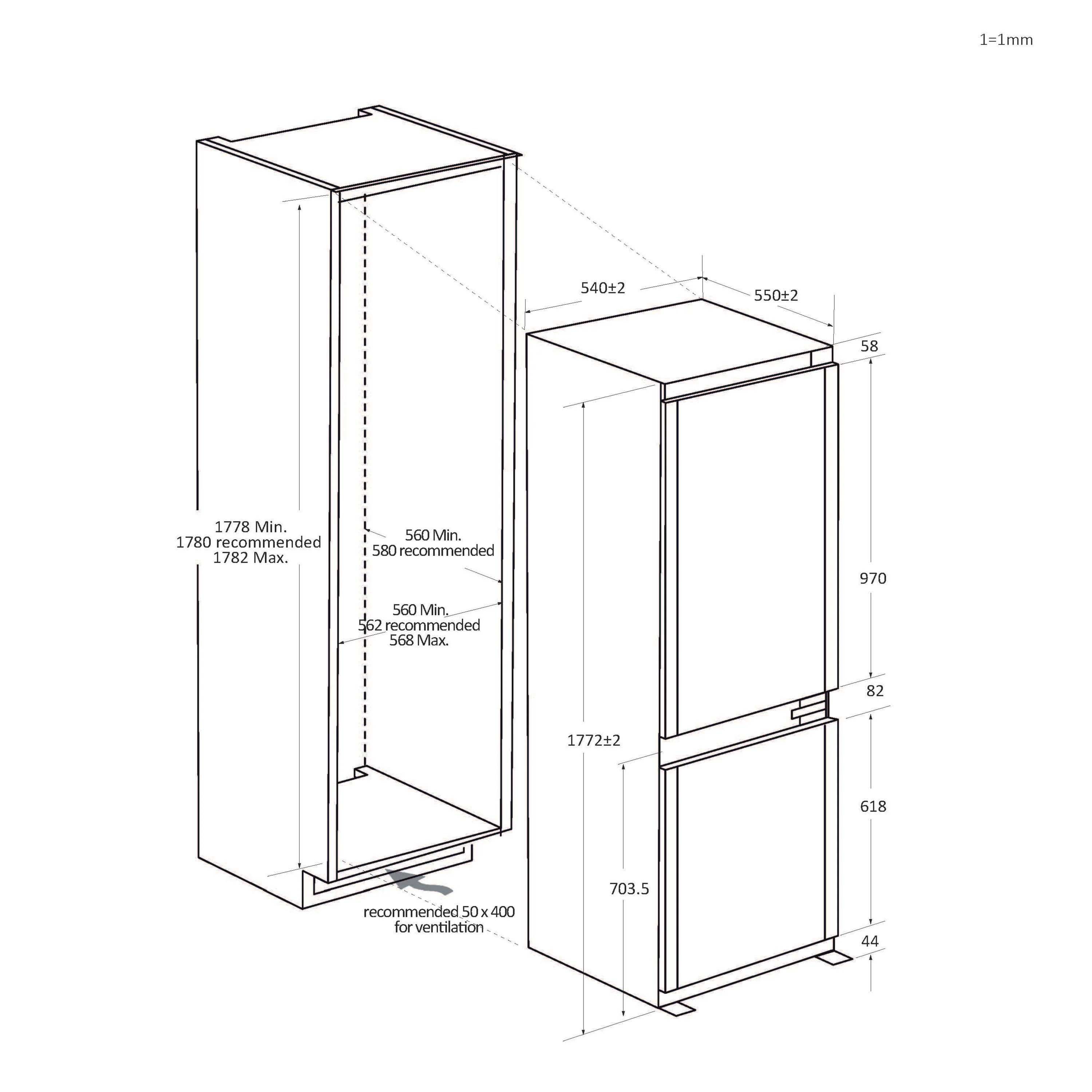 Hoover WCKBQL3518EVK - White Integrated Fridge Freezer - 268L - E Energy - Image 4