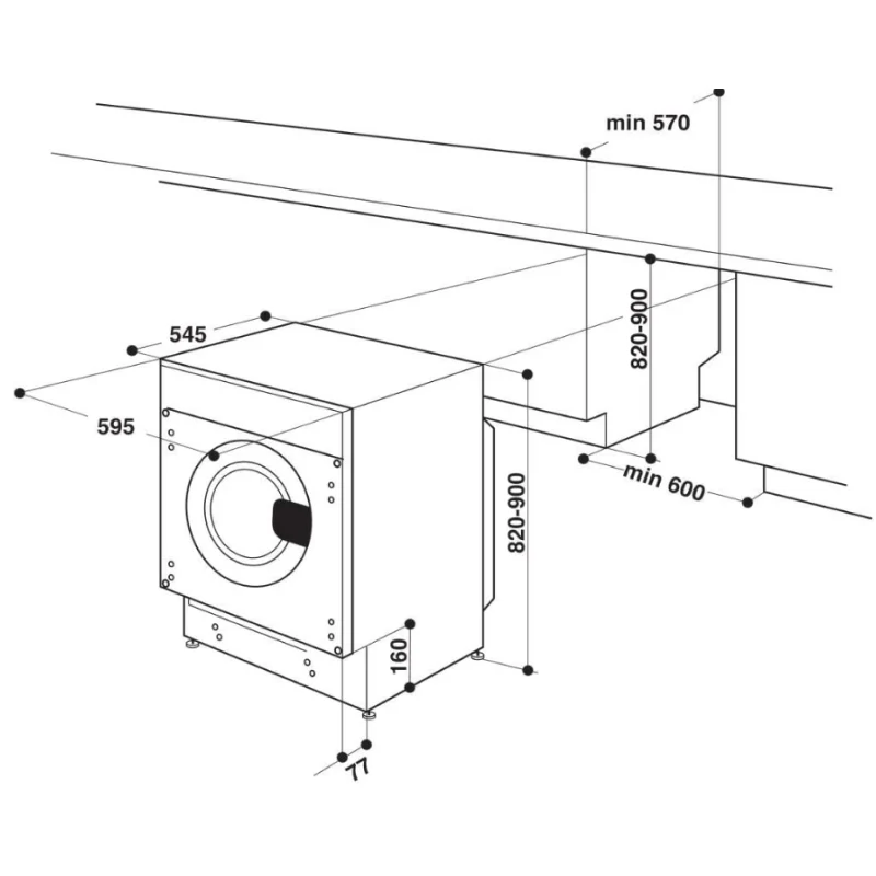 Hotpoint BI WDHG 75148 UK N - White Integrated 7KG/5KG Washer Dryer - 1400 RPM - E/D energy - Image 4