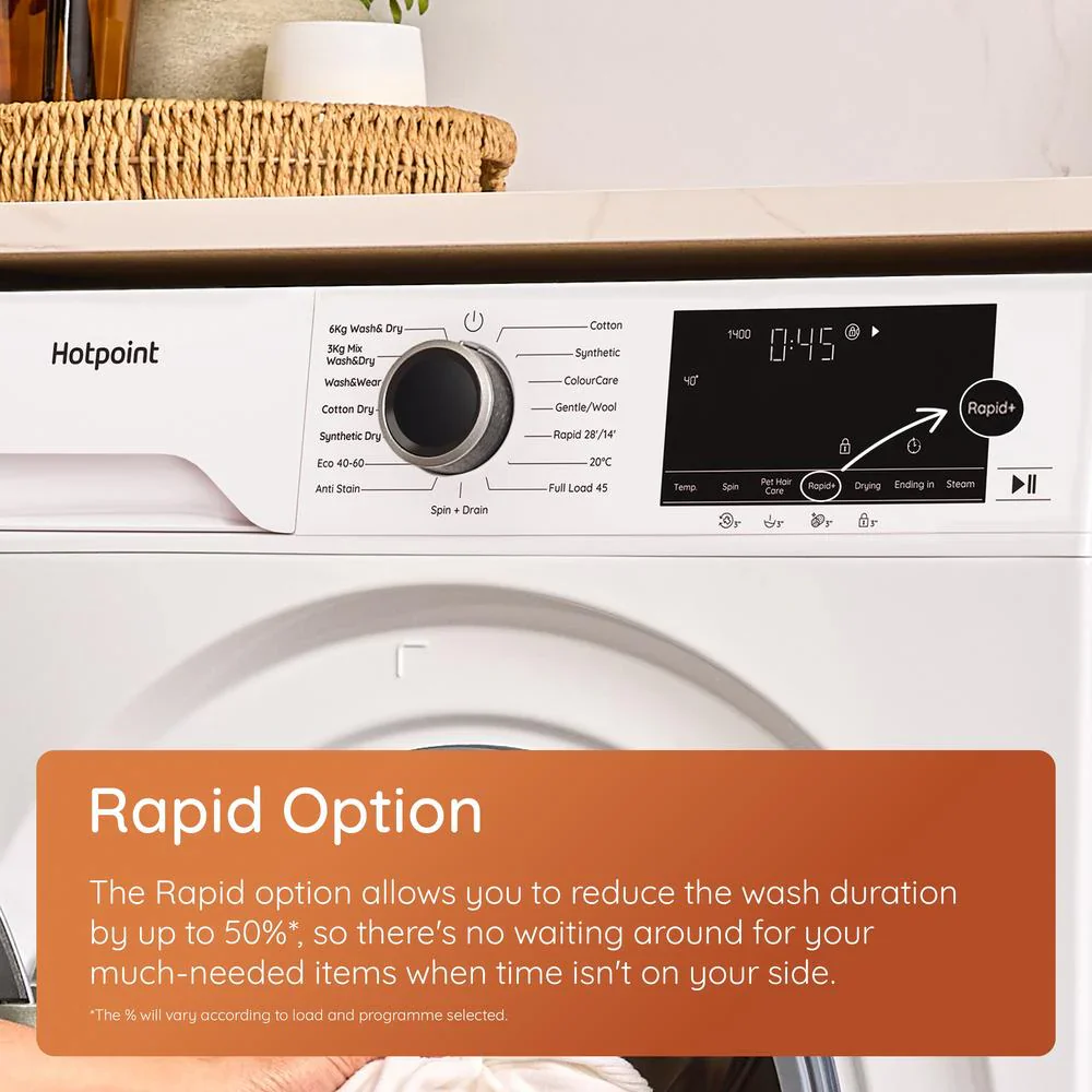 Hotpoint HBD 1781 ANTI STAIN UK - White 10KG/7KG Washer Dryer - 1800 RPM - A-10% | D Energy - Image 5