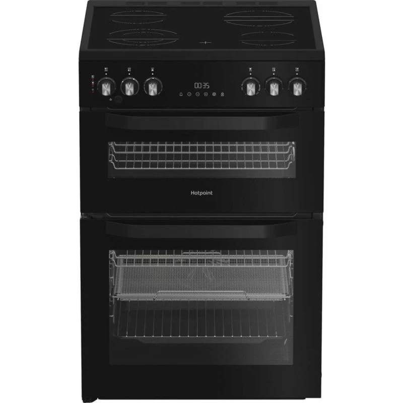 Hotpoint HDE6VDCASB1 - Black Electric Double Cooker - 4 Zone Ceramic Hob - A Energy