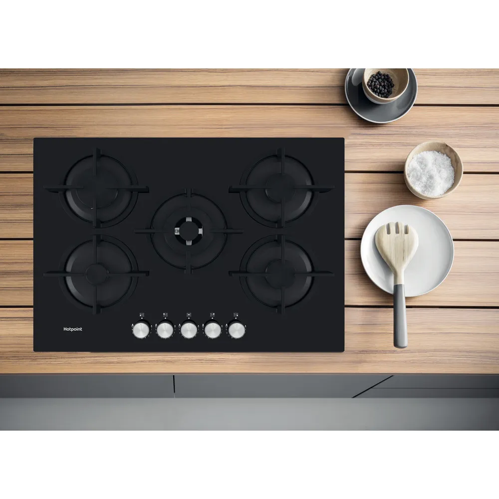 Hotpoint HGS 72S BK - Black 5 Zone Gas Hob - Image 3