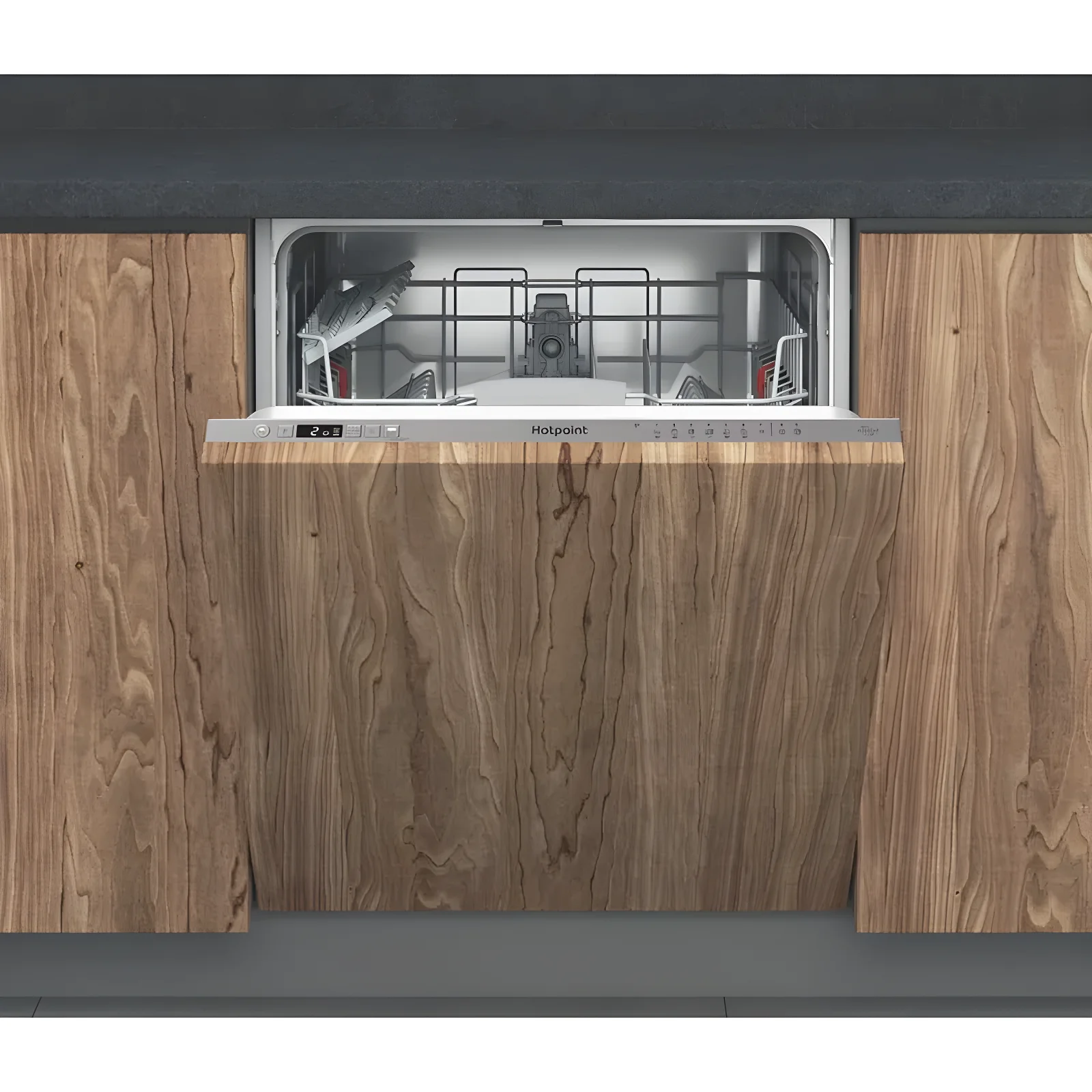 Hotpoint HP2IFC14BN6UK - Black Integrated Dishwasher - 14 Place Settings - C Energy