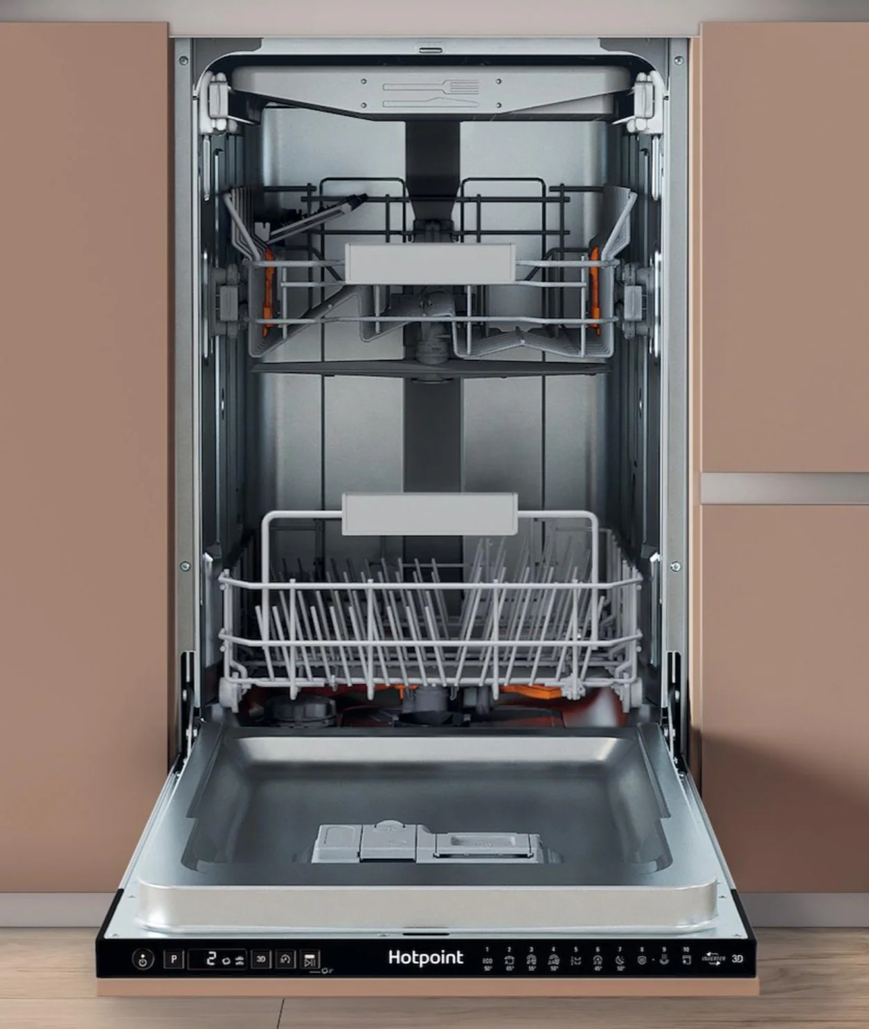 Hotpoint HP6IC11BS7LA0UK - Silver 45cm Integrated Slimline Dishwasher - C Energy - Image 2