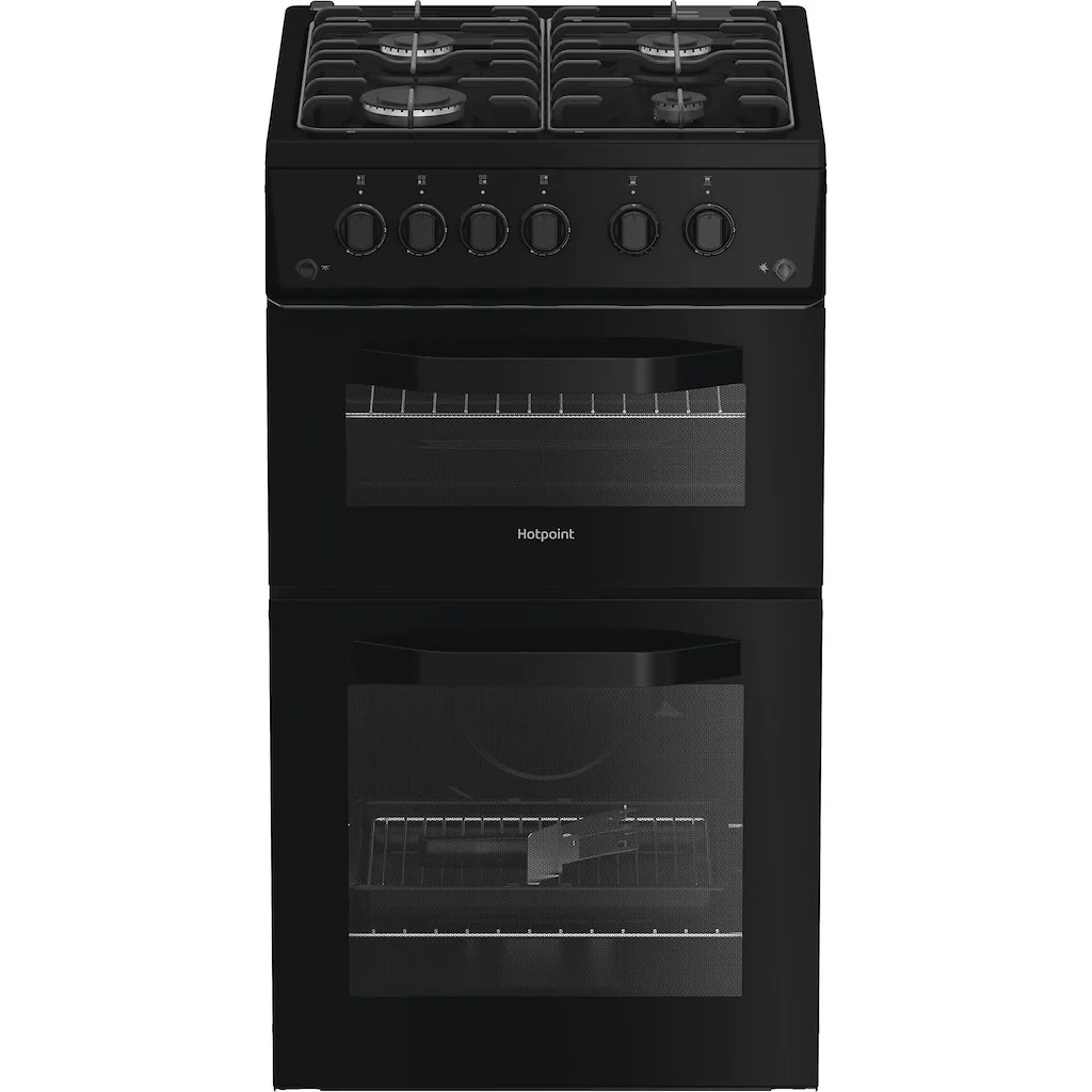 Hotpoint HTG5GCB - Black Gas Cooker - 59L Twin Cavity - A+ Energy