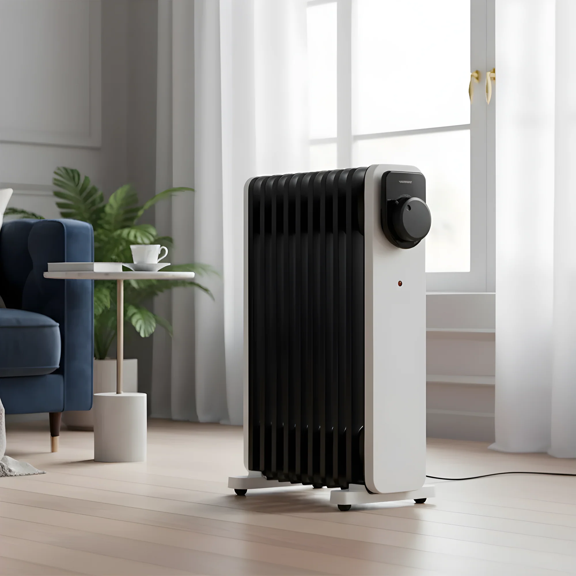Midea MHO231U09BPW - White & Black 2000W Oil Filled Radiator - 9 Fin - 3 Heat Settings