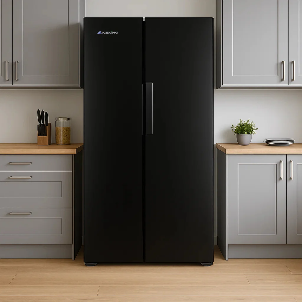 Iceking IQ30-SBS178BL - Black American Fridge Freezer - 445L - E Energy - Image 3