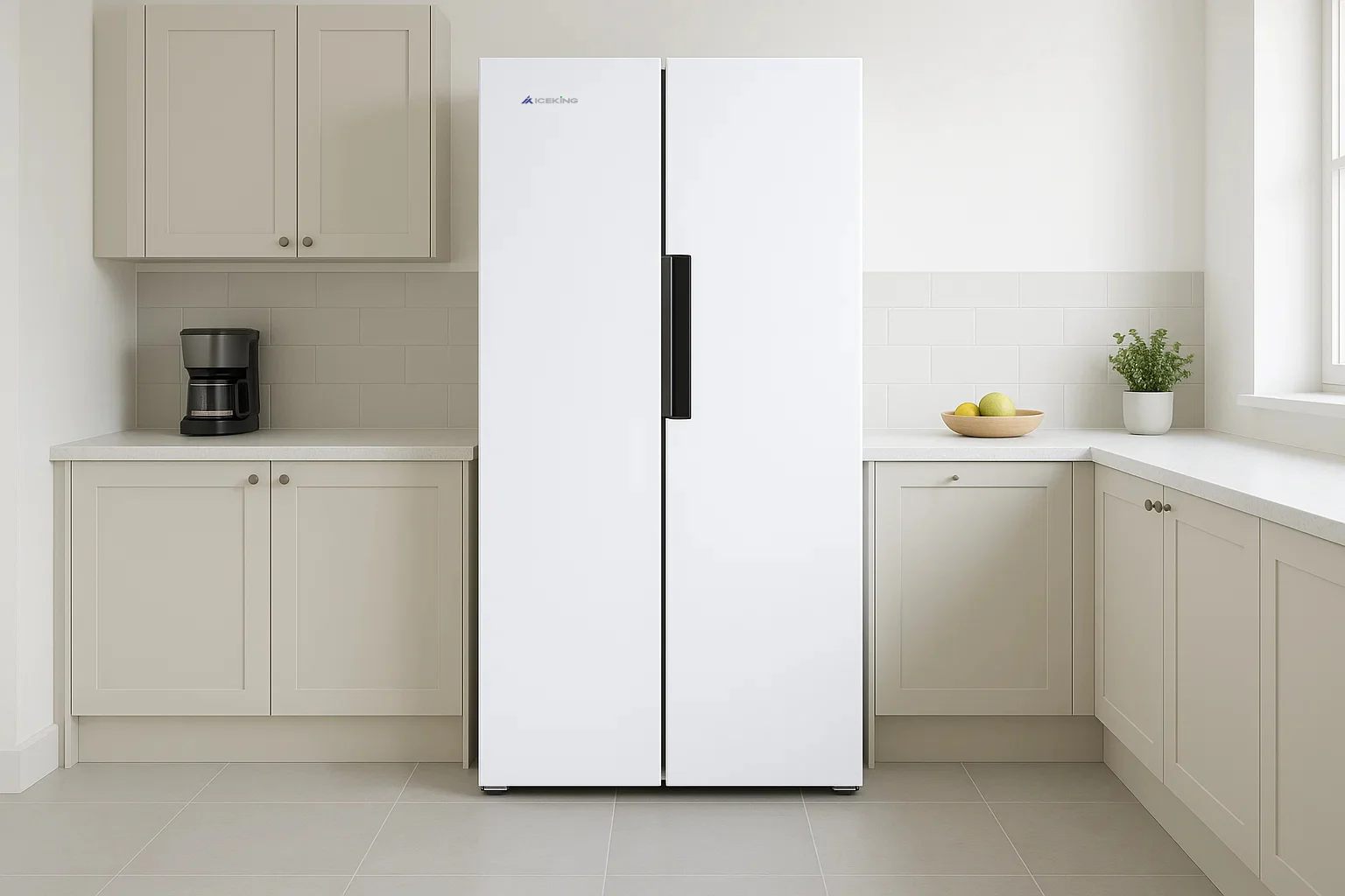 Iceking IQ30-SBS178W - White American Fridge Freezer - 445L - E Energy - Image 3