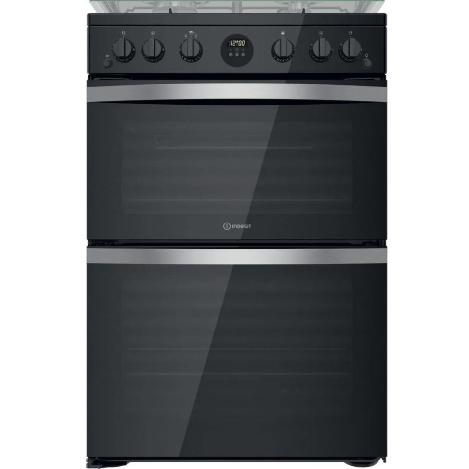 Indesit ID67G0MCB/UK - 60cm Black 4 Zone Gas Cooker - A/A energy