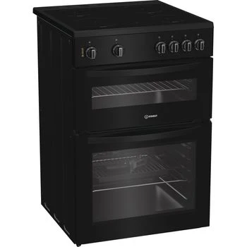 Indesit IDE6VMB - Black Electric Double Cooker - 60cm Ceramic Hob - A Energy - Image 3