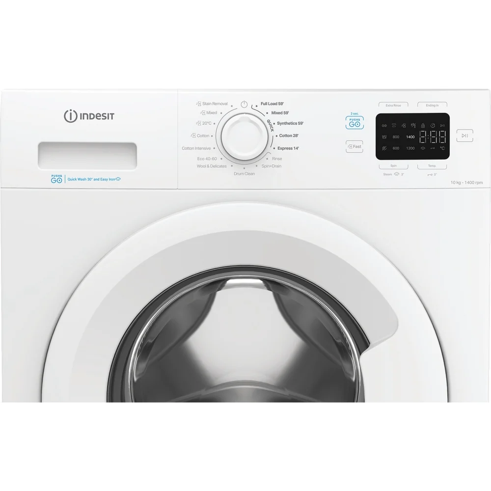 Indesit IP 1046 PUSH&GO UK - White 10KG Washing Machine - 1400 RPM - A Energy - Image 4