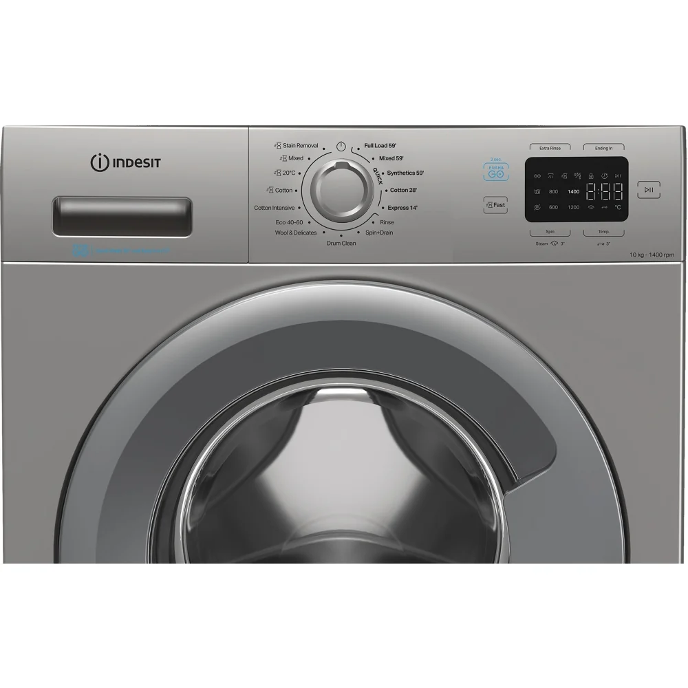 Indesit IP 1046S PUSH&GO UK - Silver 10KG Washing Machine - 1400 RPM - A energy - Image 3