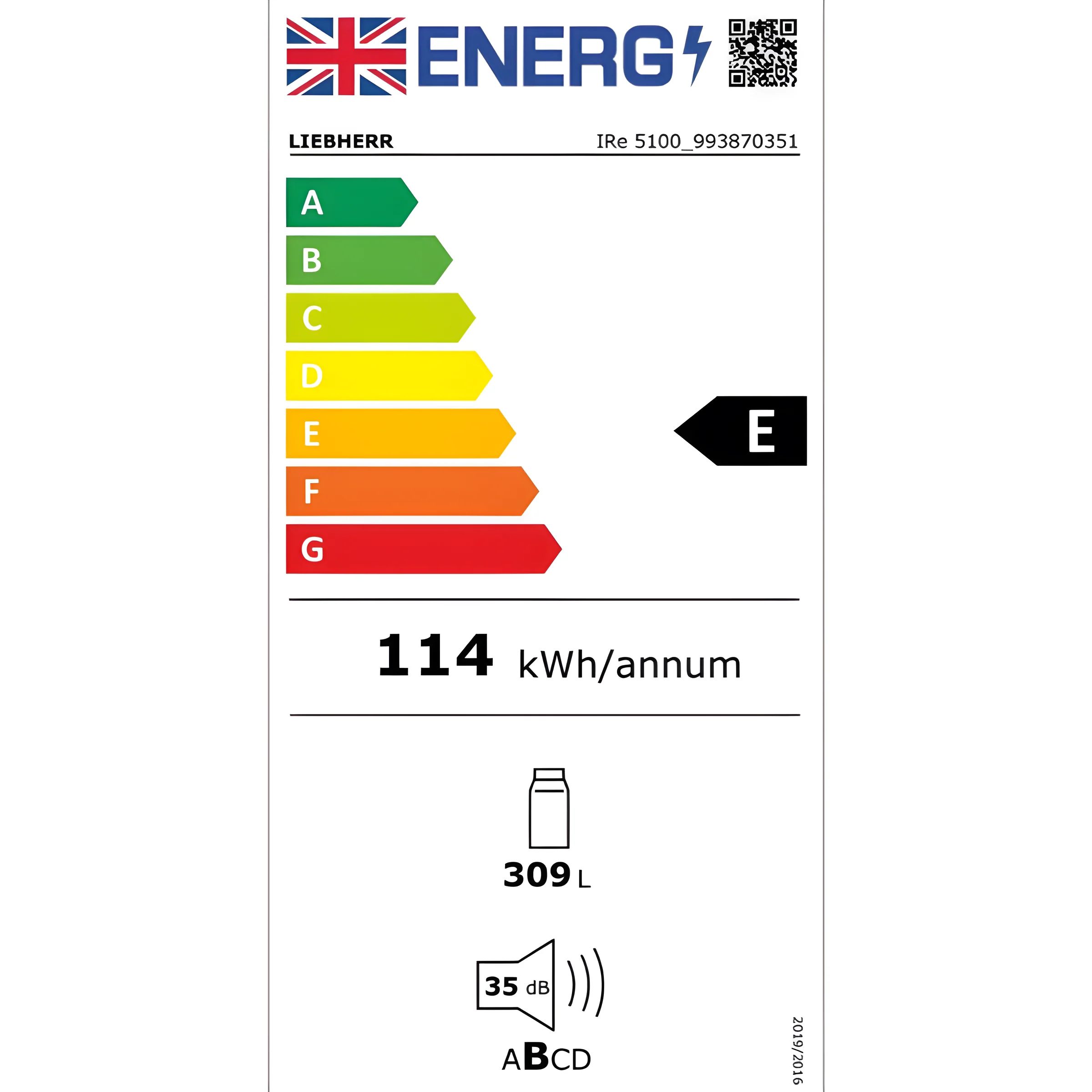 Liebherr IRe5100 - White Integrated Auto Defrost Fridge - E energy - Image 3