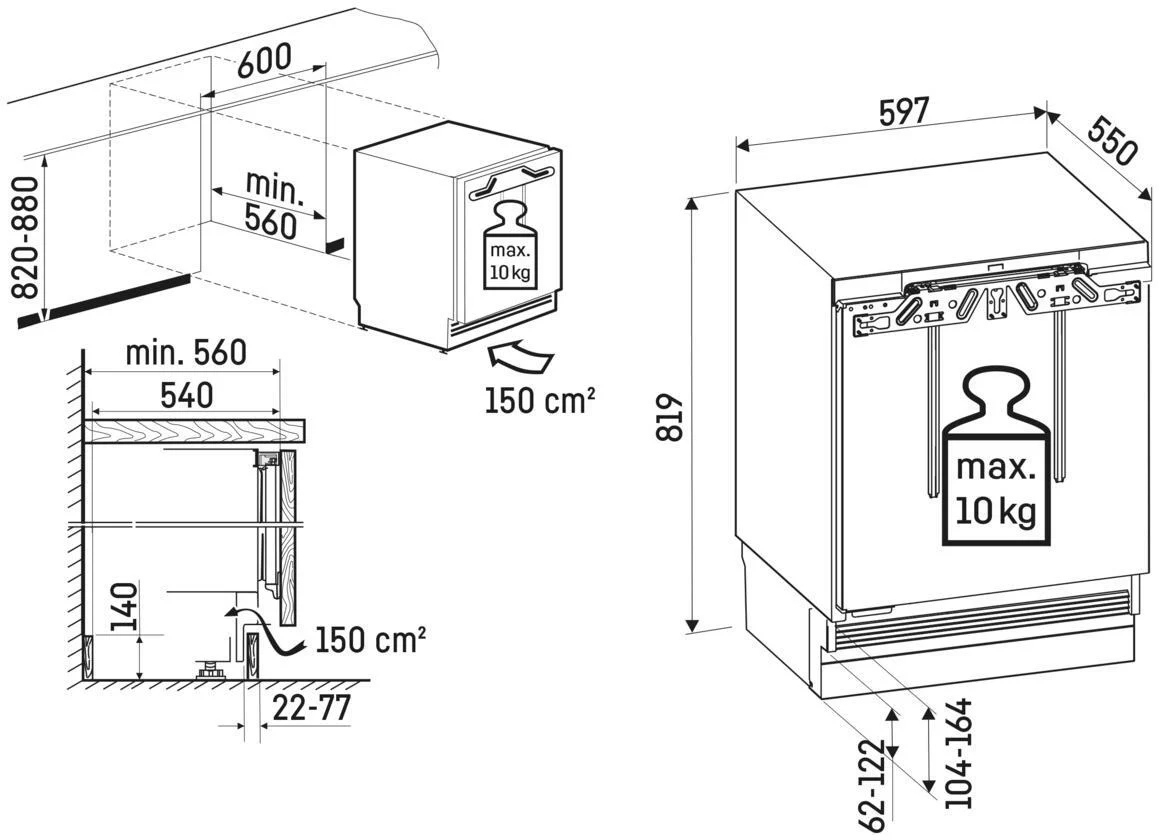 Liebherr URD3600 - Fully Integrated Larder Fridge - 127L Capacity - D Rated - Image 5