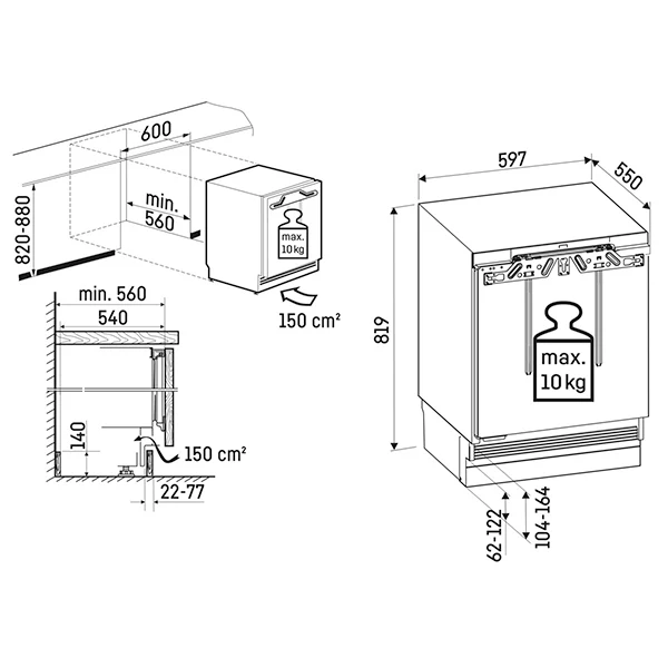 Liebherr URd3601 - White Integrated Built Under Fridge - 106L - D energy - Image 3
