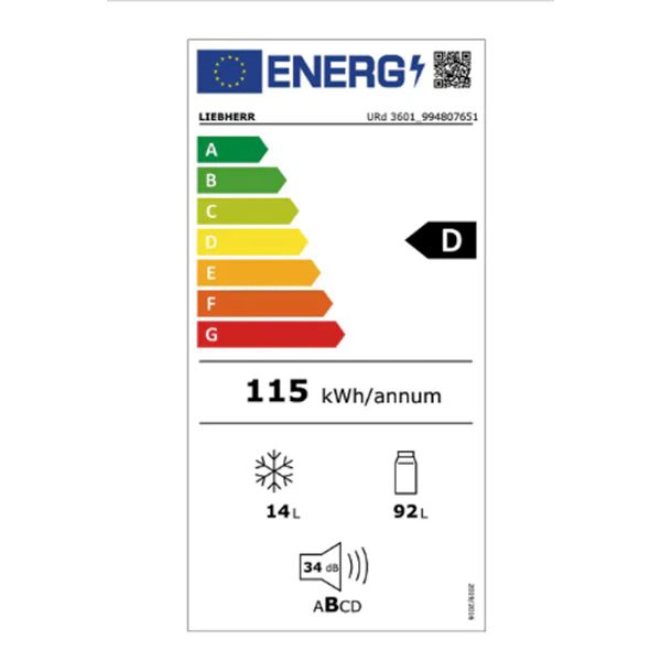 Liebherr URd3601 - White Integrated Built Under Fridge - 106L - D energy - Image 4