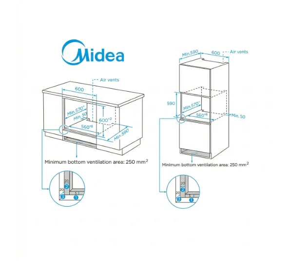 Midea MBO65M90D2C-BK - Black Built-In Single Oven - Multifunction with Catalytic Liners - A+ Energy - Image 3