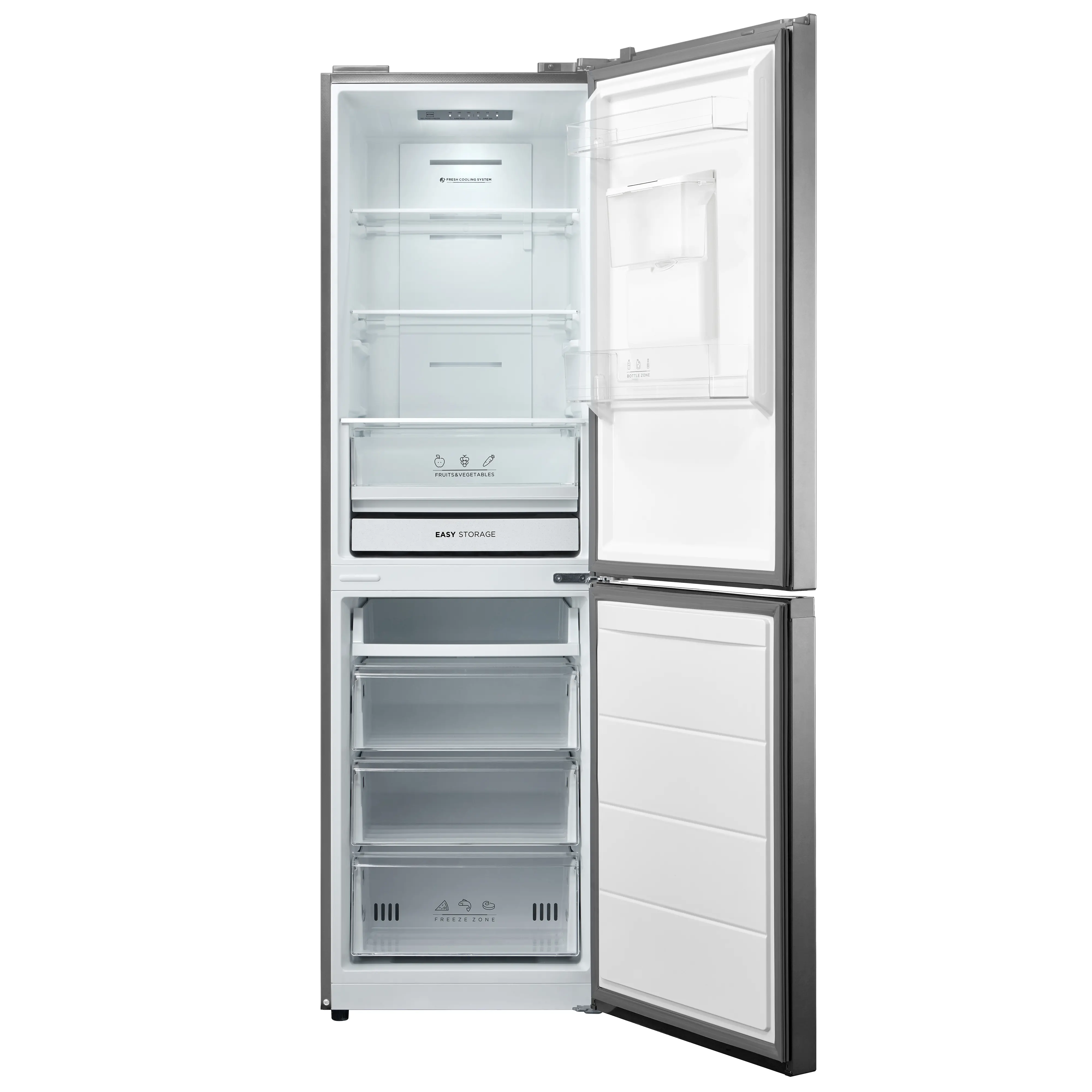 Midea MDRB379FGD46W - Inox Fridge Freezer - 273L - D Energy Rating