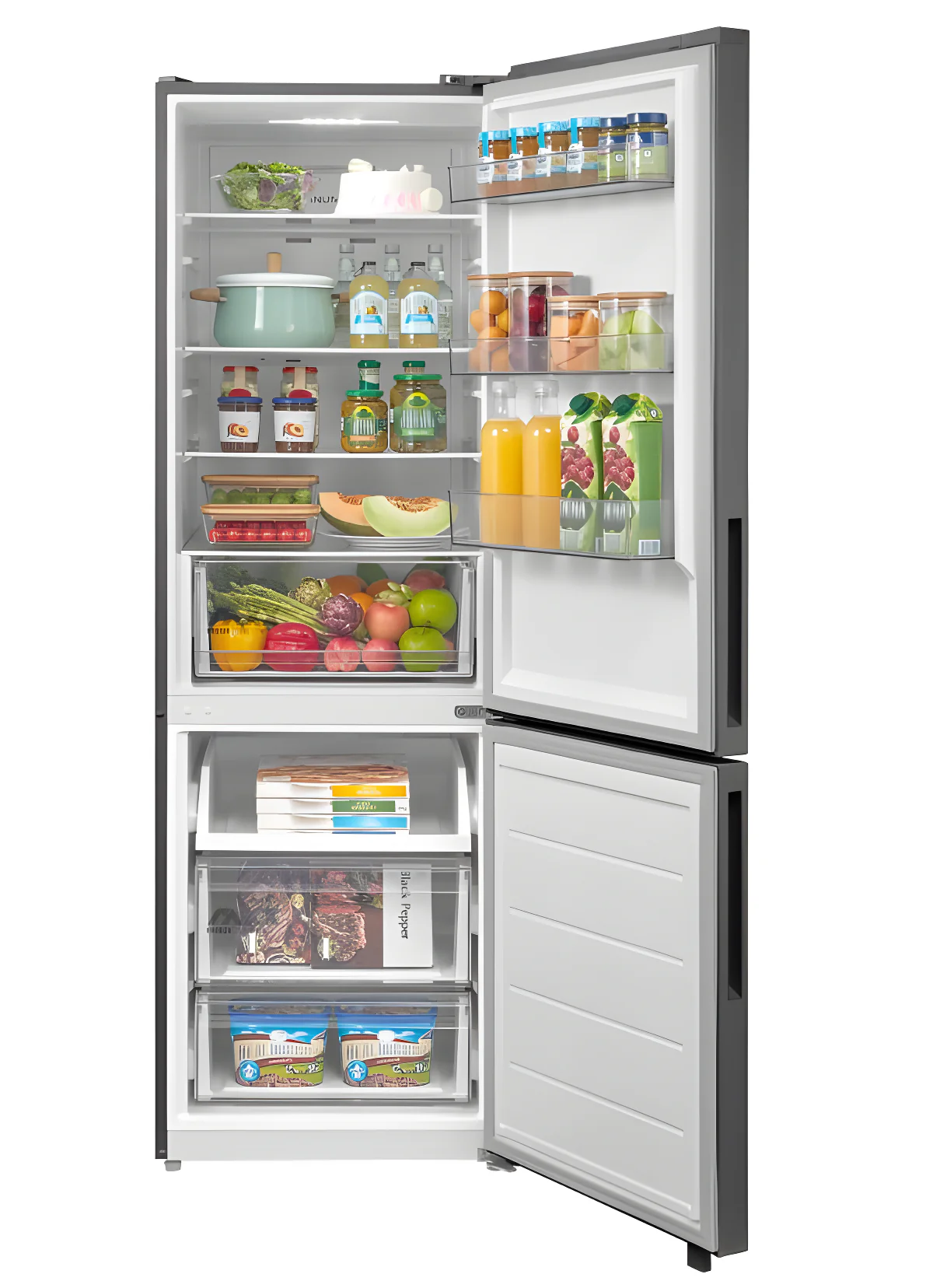 Midea MDRB548MME46 - Inox Fridge Freezer - 401L - E Energy - Image 3