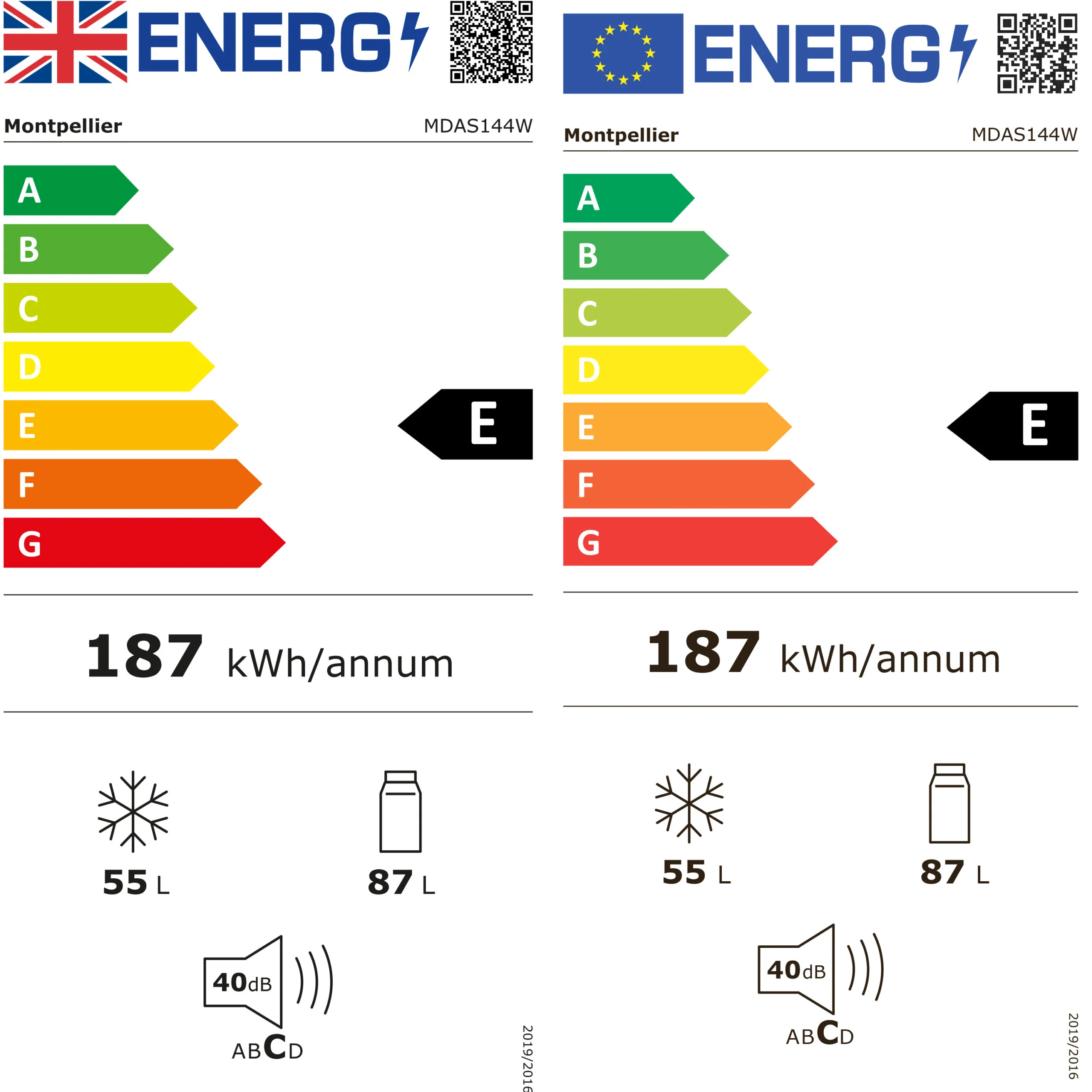 Montpellier MDAS144W - Small White Fridge Freezer - 142L - E Energy - Image 8