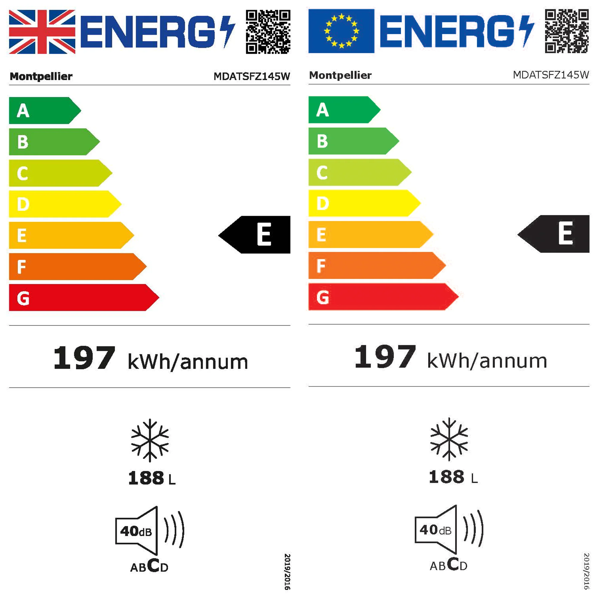Montpellier MDATSFZ145W - White Tall Static Freezer - 188L - E Energy Rating - Image 8