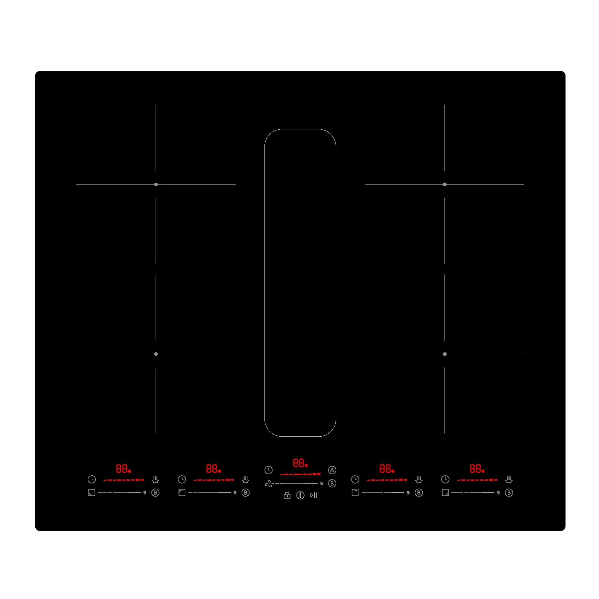 Montpellier MDAVIN60DF - Black Glass 60cm Vented Induction Hob - 4 Cooking Zones - E Energy