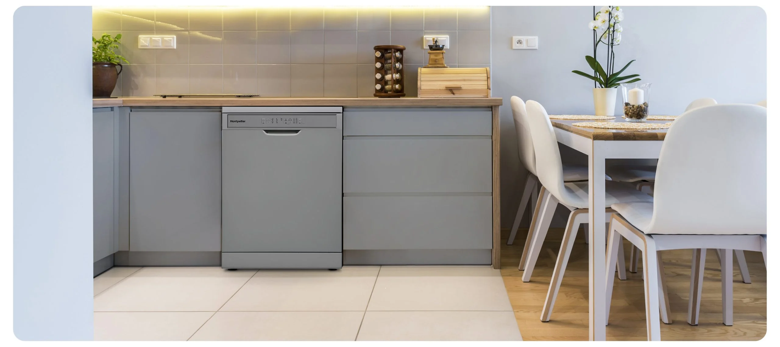 Montpellier MDWD1354S - Silver 13 Place Setting Dishwasher - Freestanding - D Energy Rating - Image 4