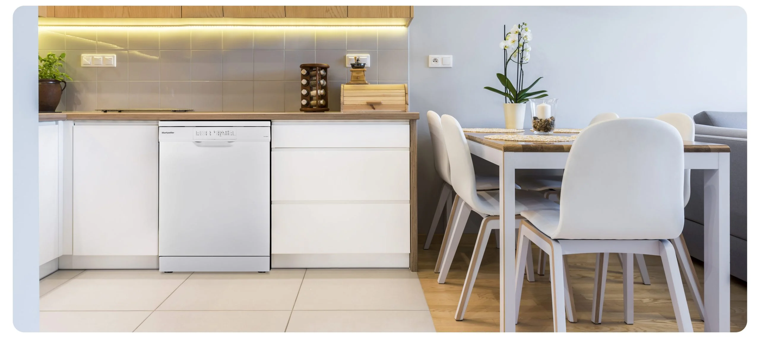 Montpellier MDWD1354W - White 13 Place Setting Dishwasher - 60cm Wide - D Energy Rating - Image 5