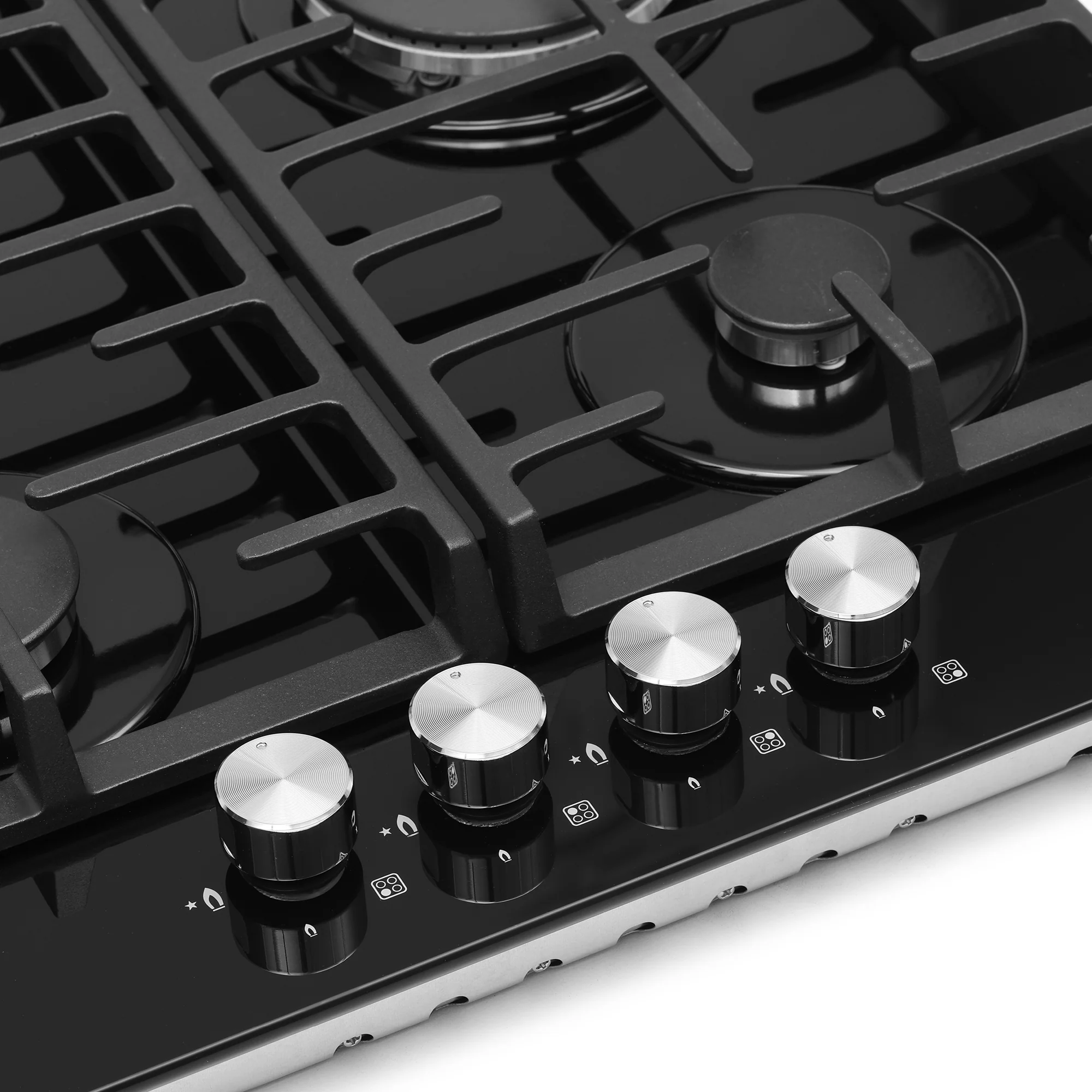 Montpellier MGH61BG - Black 60cm Gas on Glass Hob - 4 Burners - Wok Burner - Image 4