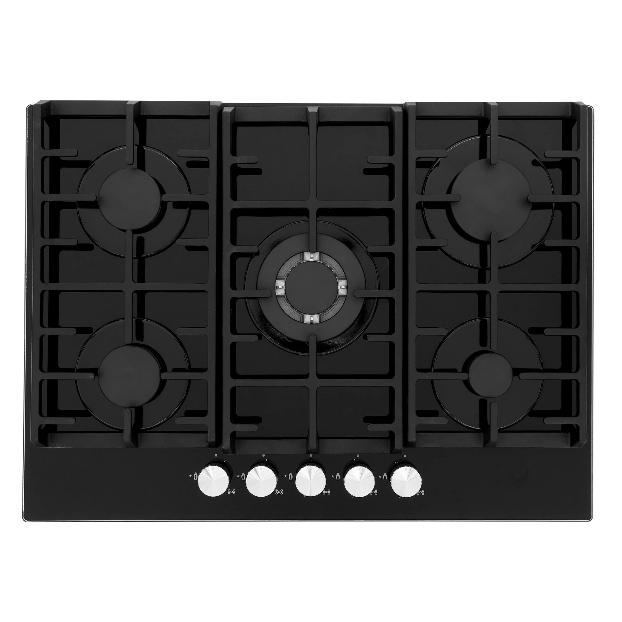 Montpellier MGH75BG - Black Gas on Glass Hob - 5 Burners
