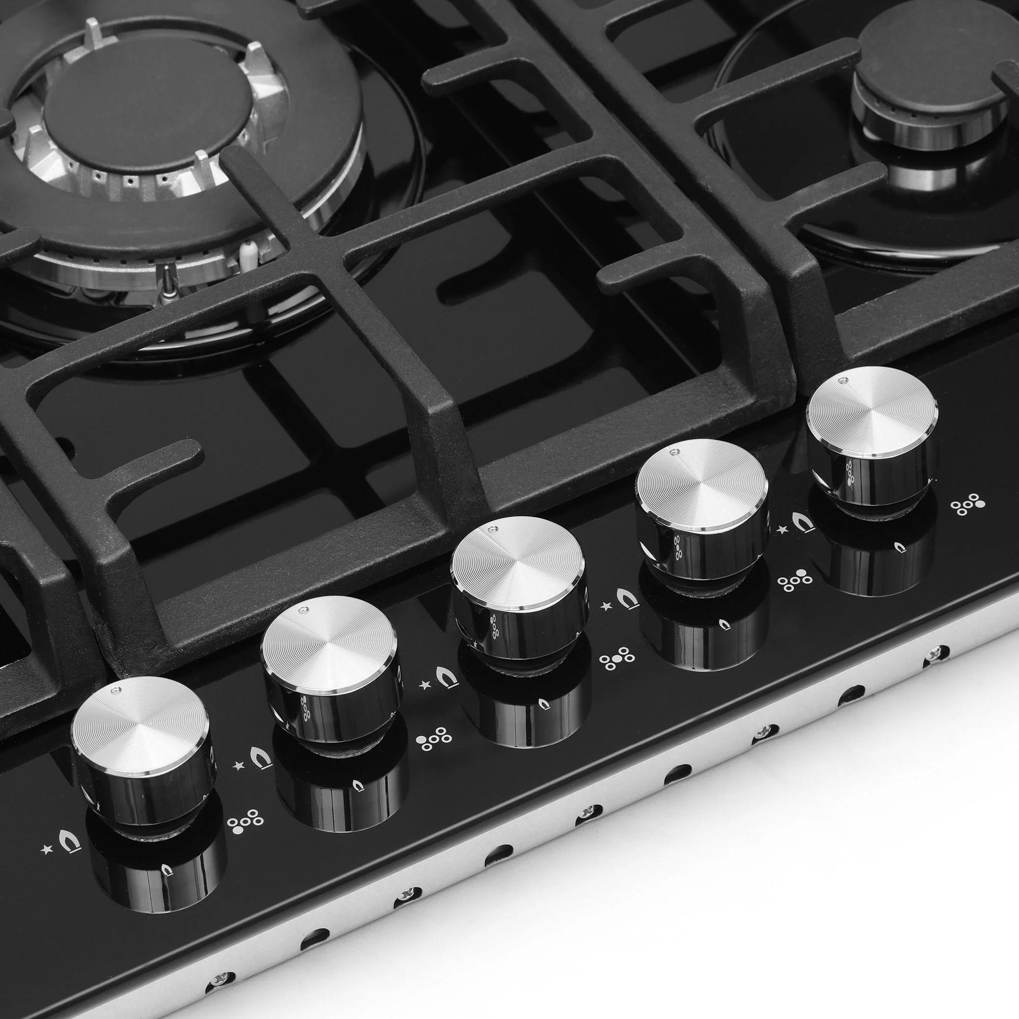 Montpellier MGH75BG - Black Gas on Glass Hob - 5 Burners - Image 4