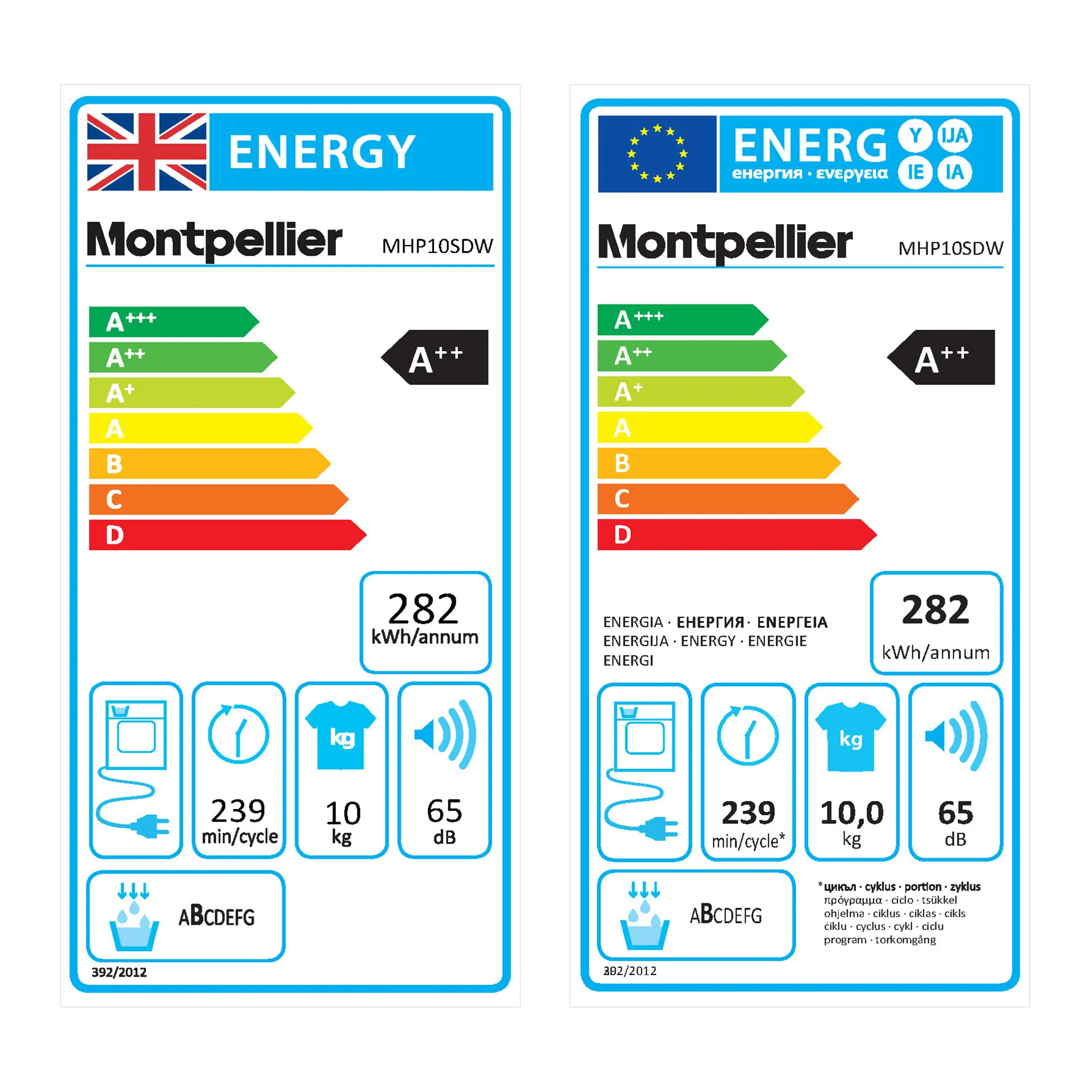 Montpellier MHP10SDW - White 10KG Heat Pump Tumble Dryer - A++ Energy - Image 9