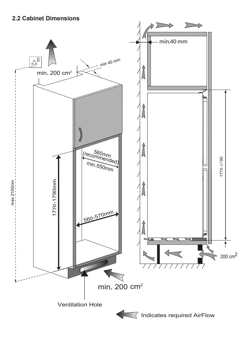Montpellier MIFF505LF - White Integrated Low Frost Fridge Freezer - 244 Litres - E energy - Image 9